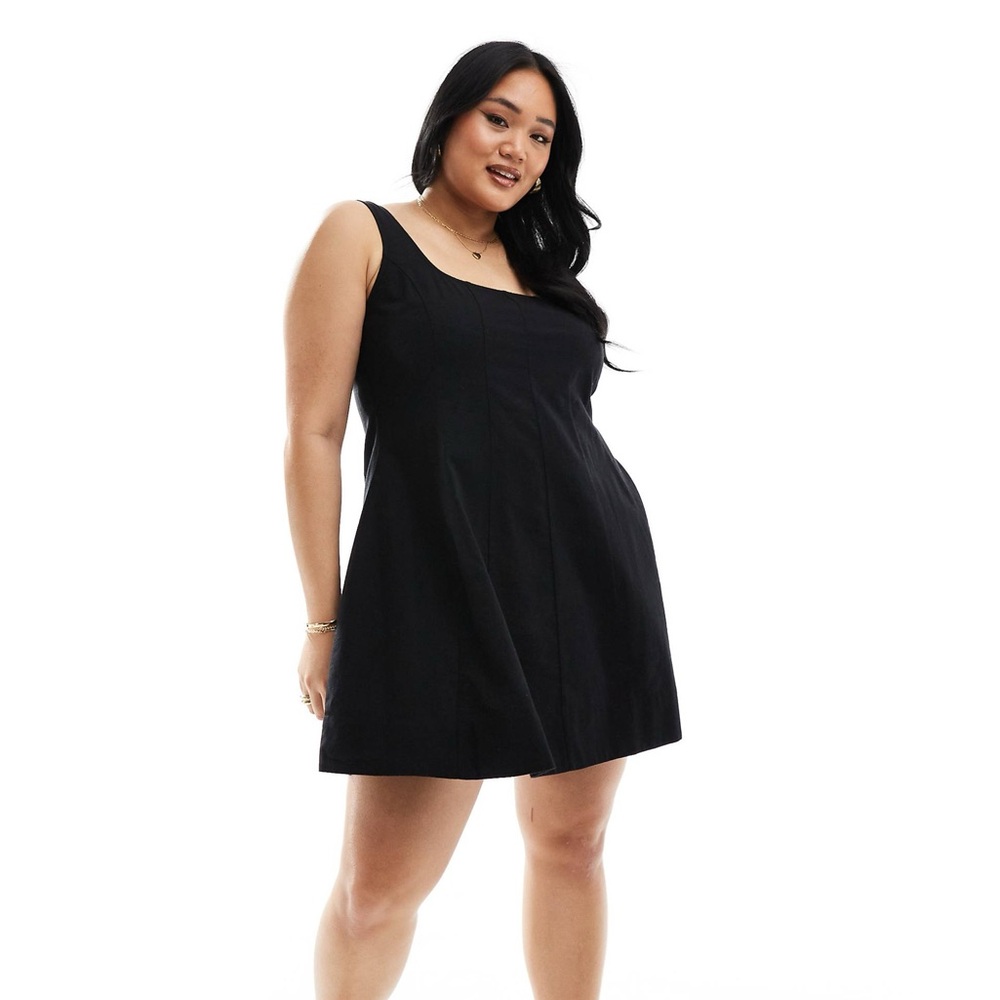 NWT! ASOS Curve Seam Black Mini Tennis Dress- Cotton/Linen- Size 20